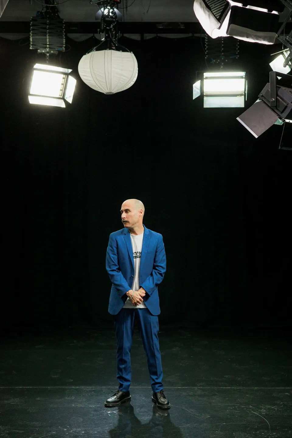Luis V on a television studio floor